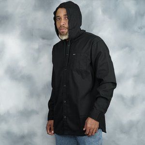 RVCA BLACK SHIRT WITH HOODIE long sleeve shirt with drawstring